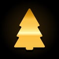 Golden Christmas tree. Vector illustration. Vector clipart for your projects. Royalty Free Stock Photo